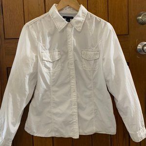 Tommy Hilfiger White Long-sleeved Button-Down Shirt, size L